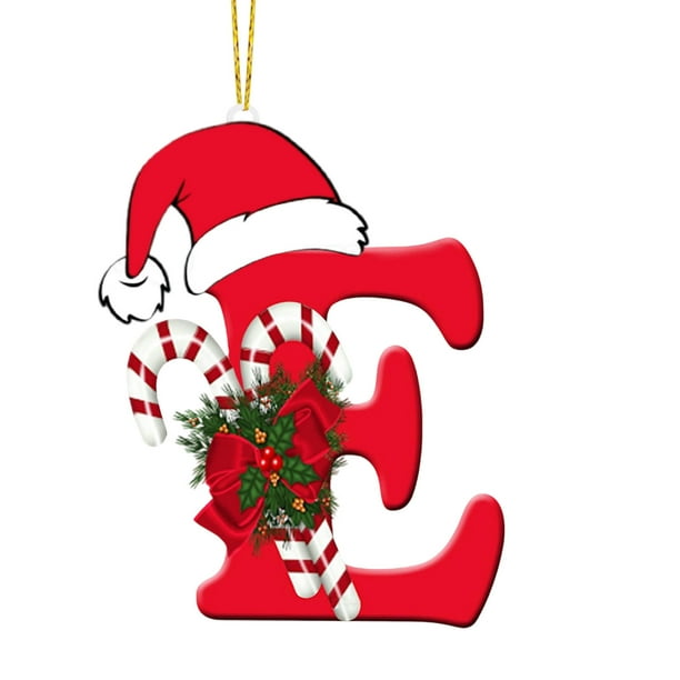 Árbol de Navidad acrílico 2D con 26 letras, colgante decorativo para fiestas navideñas familiares.