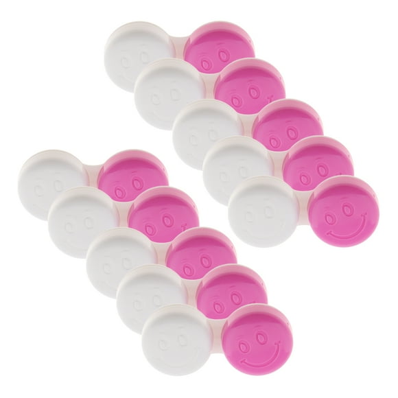 10 Uds. Estuche de contacto con estilos de sonrisa bonitos, estuche de viaje, contenedor Rosado jinwen Mini estuche para lentes de contacto