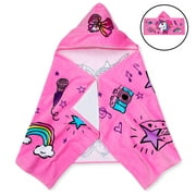 Jojo Siwa Kids Bath Hooded Towel Wrap, 51 x 22, Cotton, Pink, Nickelodeon