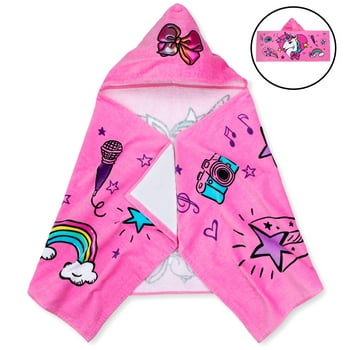 Jojo Siwa Kids Bath Hooded Towel Wrap, 51 x 22, Cotton, Pink, Nickelodeon