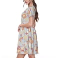 thumbnail image 2 of Naloa Butterfly Flower Print Womens Summer A-Line Dress with Pockets,Short Sleeve Dresses,Flowy Beach Swing Dress for Vacation Travel, 2 of 6