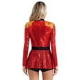 thumbnail image 4 of iixpin Women's Ringmaster Leotard Circus Showman Bodysuits Tassel Shoulder Boards Sequins Costumes Red S, 4 of 7