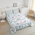 thumbnail image 4 of Erosebridal Teen Blue Flower Bedding King Comforter Set,Exotic Style Comforter Sets King Size,Botanical Room Decorative,Reversible,Microfiber,3 Pieces, 4 of 8