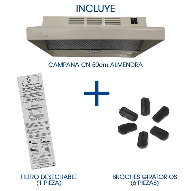 Campana SANAIRE CN 50CM Almendra Filtro Atrapagrasa Extra