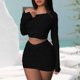 thumbnail image 5 of Conjuntos de falda corta de punto para mujer Estilo Y2K Traje de vacaciones sin espalda con ombligo expuesto FLhrweasw Nuevo, 5 of 9