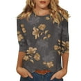 thumbnail image 2 of Tshirts Women Trendy Women's Casual 3/4 Sleeve T-Shirts c rew Neck Tops, 2 of 5