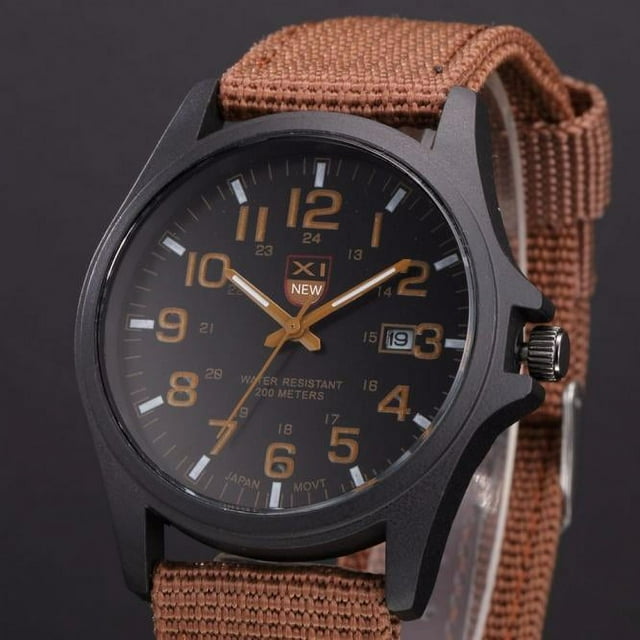 Heliisoer Mens Date Stainless Steel Military Sports Analog Quartz Wrist Watch