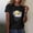 Black, variant on Fznquz 2025 Womens Tops Casual Short Sleeve Crew Neck Graphic Tees Summer Pink Womens Blouses