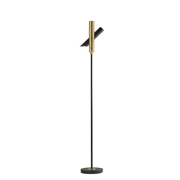 Vega LED Torchiere in Black and Antique Brass Metals