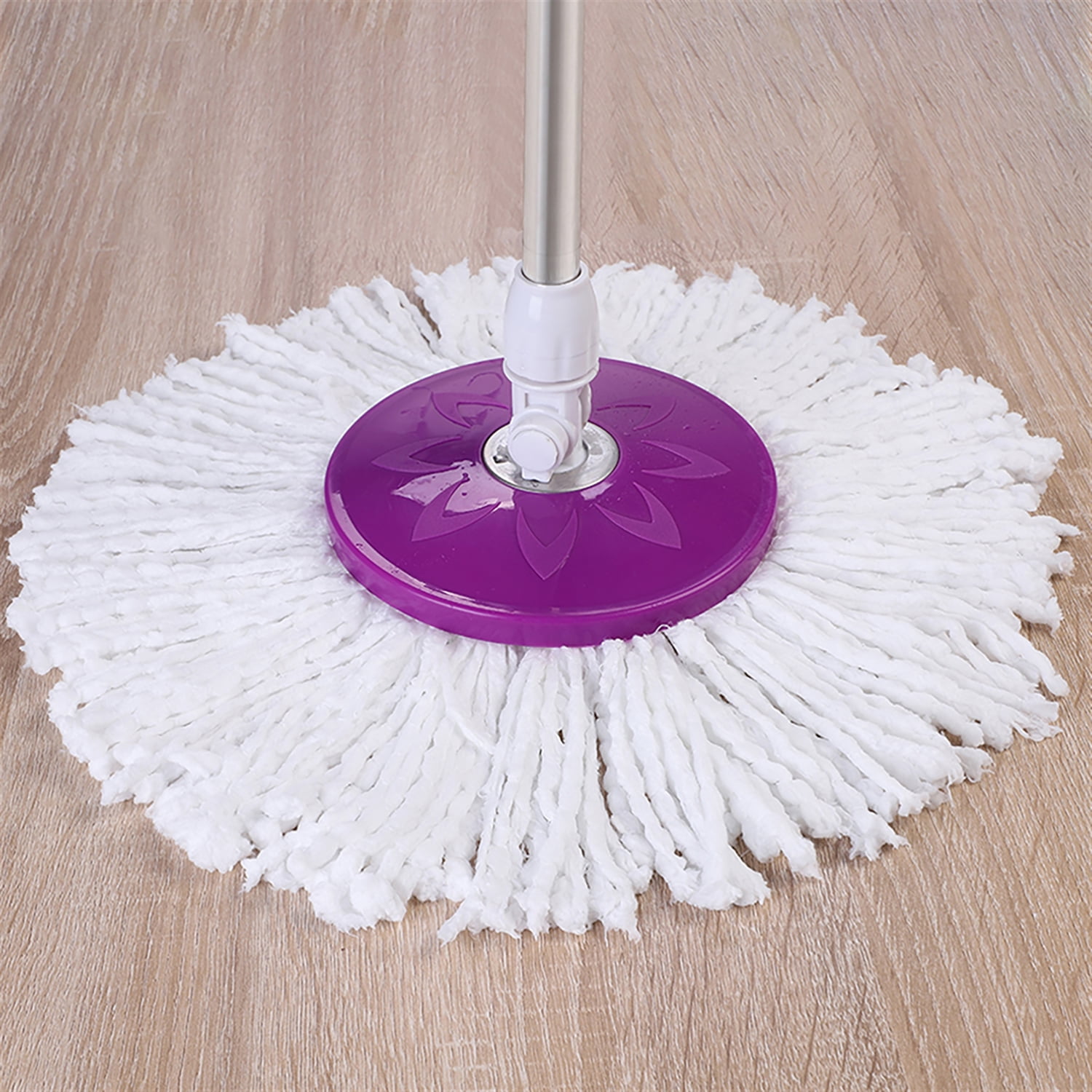 Kepooman 360-Degree Rotary Head Ultra Slim Microfiber Mop, Spin Mop and Bucket System with Stackable Bucket and 2 Machine Washable Microfiber Mop Heads, Purple