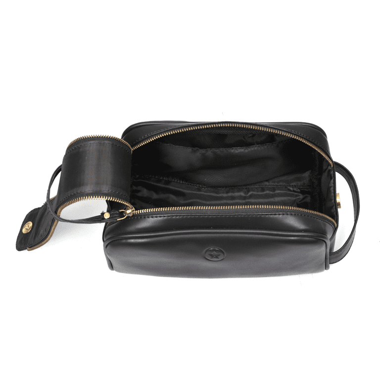 Aaron Leather Goods Men's Waterproof Travel Toiletry Bag with Compartments,  Portable Dopp Kit Case - Walmart.com