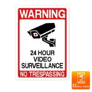 WEILAILIFE 12-Pack Security Camera Sign, 24hours Video Surveillance Sign Easy to Mount Indoor or Outdoor Warning Sign