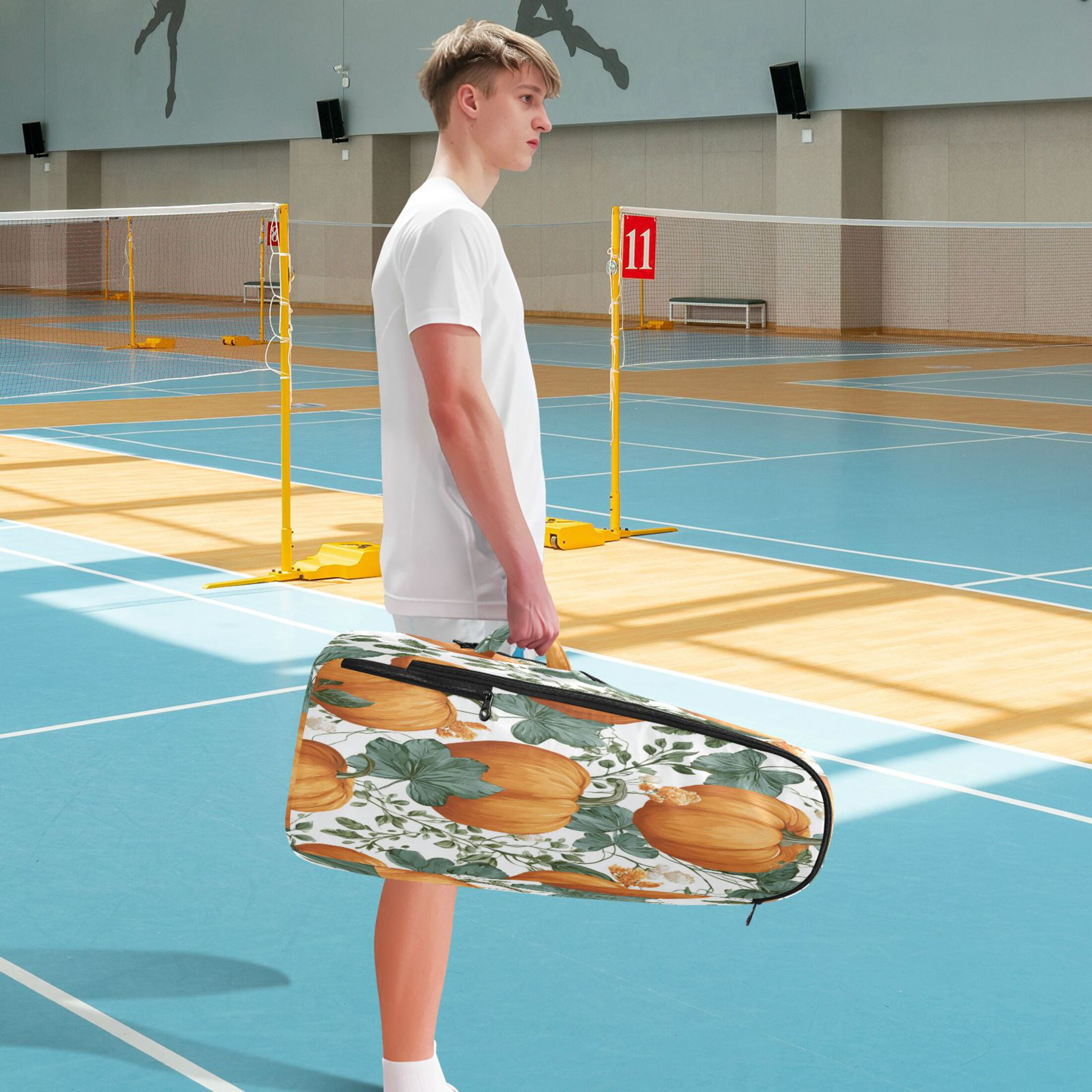 2 Racquet Holder Tennis Backpack Tennis Racket Covers Gym Bags Pumpkins and Leaves
