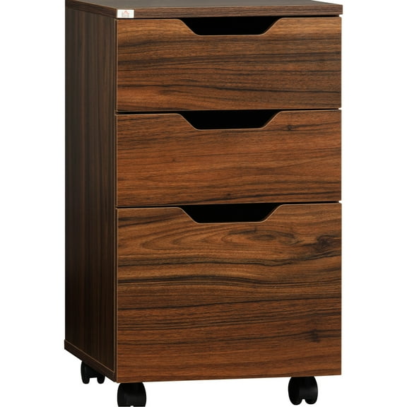 Office Cabinet, 3 Drawers, Brown Wood Grain, Enhance Efficiency Under Desk Storage Organize Your
