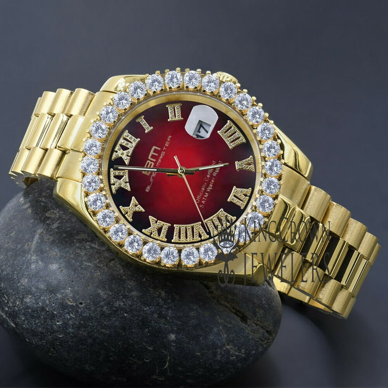 Gold watch with red face mens sales