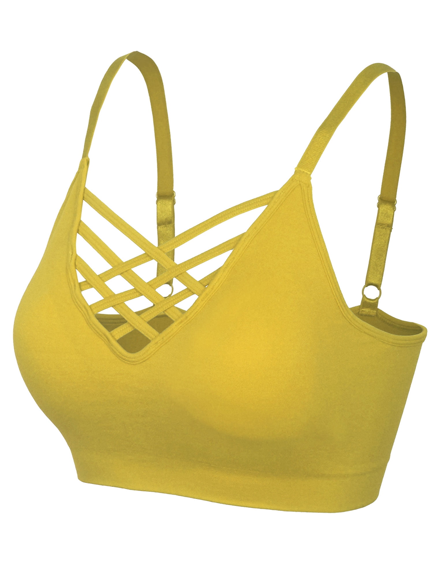 KOGMO Women's Front VLattice Bralette with Adjustable Straps and