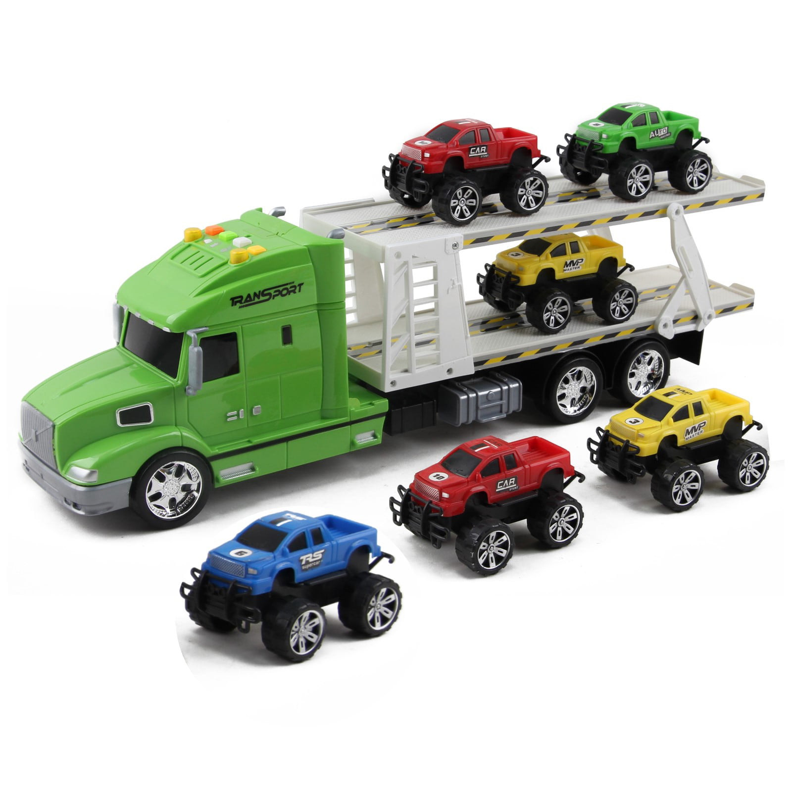 Vokodo Toy Semi Truck And Trailer 20 Inch Push And Go With Lights And