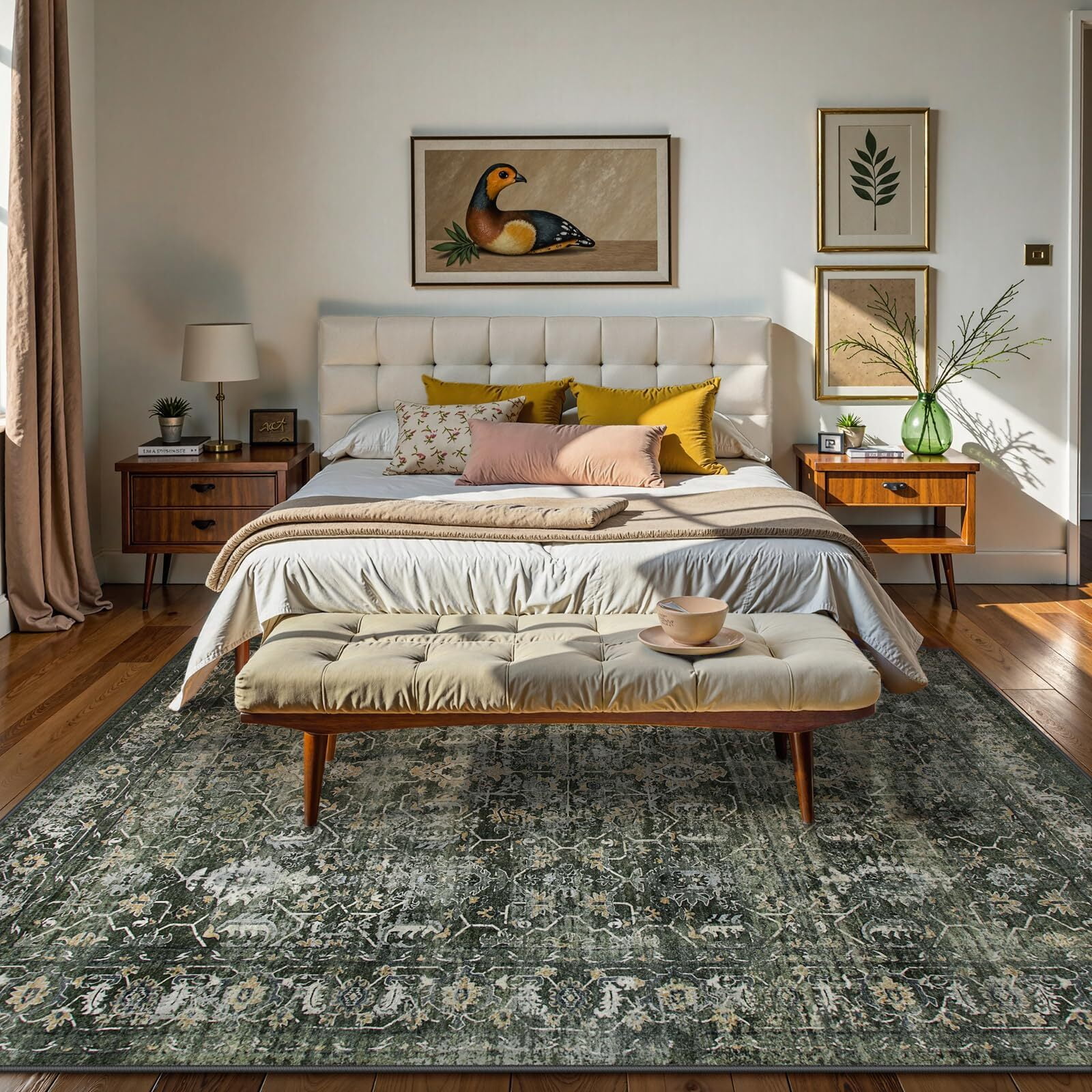 Moynesa Washable Area Rugs,5x7 Rugs for Bedroom Soft Rugs for Bedroom Aesthetic Boys,Retro Distressed Non Slip Throw Rug Carpet Dining Room Rugs for Under Table