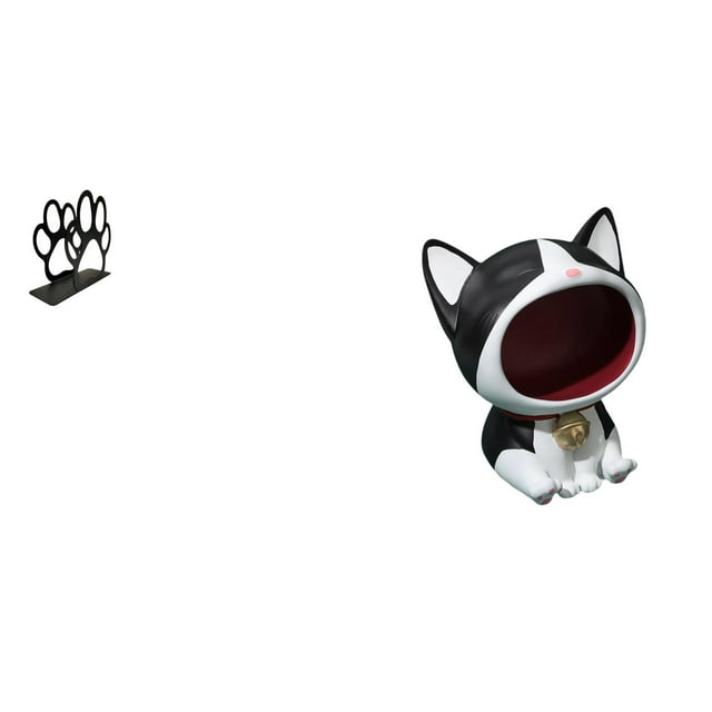 Servilletero de hierro,Servilletero con forma de pata,color negro,Dispensador de toallas de papel con estante independiente,Estatua de escritorio,Estatua de gato con forma de cuenco para
