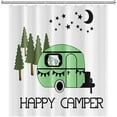 thumbnail image 3 of 72x72inch Happy Camper Shower Curtain Sets Camper Trailer Night Forest Camping Outdoor Adventure Theme Cartoon Green RV Bathroom Curtain Decorations Waterproof Bathroom Set Hooks Included, 3 of 6