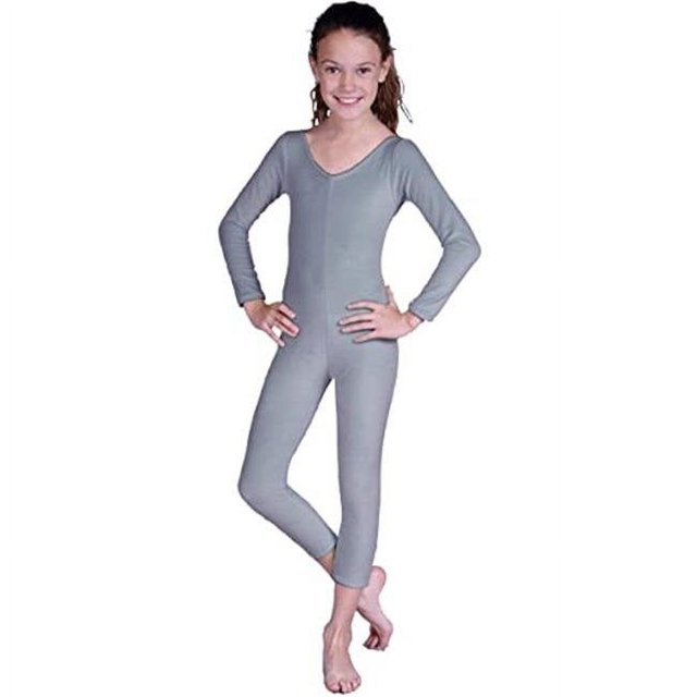 RG Costumes 103-14-M Girls Velvet Unitard, Gray - Medium 7-8