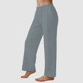 thumbnail image 4 of Mepaouo Women's Wide Leg Striped Pants Casual Drawstring Elastic Low Rise Pajama Pants(Grey,L), 4 of 7