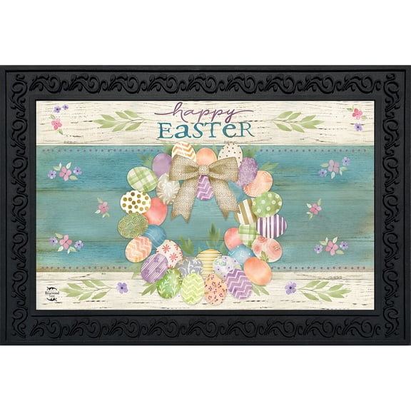 Briarwood Lane Doormat 30x18 Indoor Outdoor Pastel Easter Wreath For Easter Doormat
