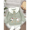 thumbnail image 4 of Baby Toddler Girl Sweater Cardigan 6 9 12 18 24 Months 2T 3T Rooster Embroidery Doll Collar Long Sleeve Button Down Tops for Fall Winter, 4 of 9