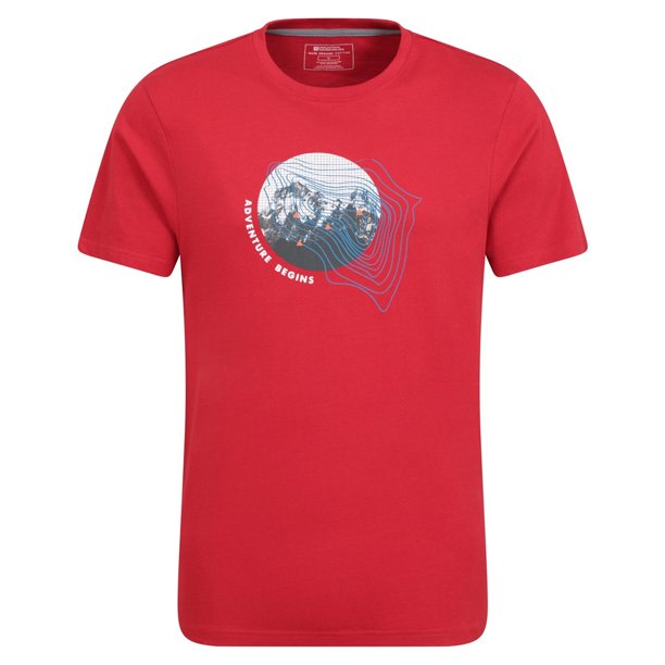 Mountain Warehouse - Camiseta Adventure Begins de Algodón Orgánico para Hombre (Rojo)