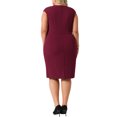 thumbnail image 5 of Agnes Orinda Women's Plus Size Sheath Dress Notched V Neck Sleeveless Casual Midi Pencil Dresses with Zipper 2X Burgundy, 5 of 9