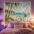thumbnail image 2 of Ocean Waves Tropical with Beach Right Foreground Bicycle, Mystical Fantasy for Space Lovers, Galaxy Room Decor, Mother'S Day Gift, Tapestry Wall Hanging for Bedroom and Dorm, 2 of 7