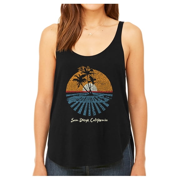 LA Pop Art Women's Word Art Flowy Tank Top - Cities In San Diego