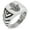 Silver, variant on Stainless Steel Evil Eye Hamsa Hand of Fatima Chevron Pattern Biker Style Polished Ring