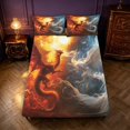 thumbnail image 5 of Manfei Fantasy Dragon Animals King Sheets,Gothic Cloud Bedding,Orange Red,4 Pieces,1 Flat Sheet,1 Fitted Sheet and 2 Pillowcases, 5 of 6