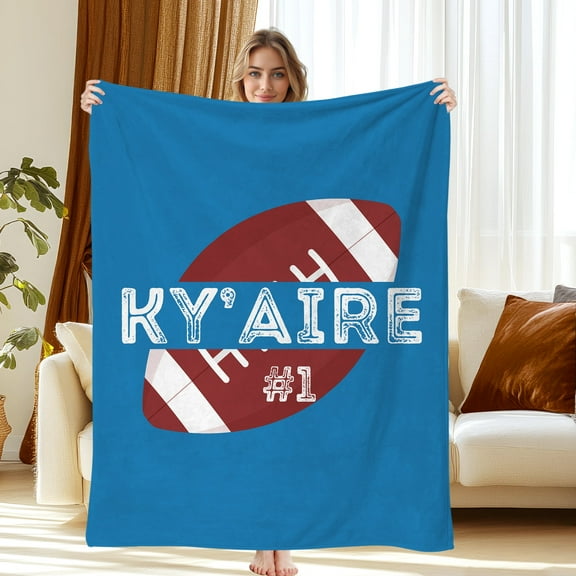 Personalized Football Blanket, Custom Name & Number Football Player Lovers Fans Gifts, Football Senior Night Gift