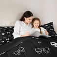 thumbnail image 3 of Erosebridal Black White Bow Football Bedding Comforter Set for Girls, Princess Bow King Bedding Sets, Black Reversible, 7 Pieces, 3 of 6