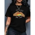 thumbnail image 1 of Valentine'S Day Rainbow Heart Print Casual Fashion Top for Black Women, Round Neck Short Sleeve T-Shirt, 1 of 5