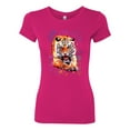 thumbnail image 2 of Wild Bobby, Tiger Growling Colorful Trippy Tie Dye Animal Lover Womens Slim Fit Junior Tee, Raspberry, Medium, 2 of 3