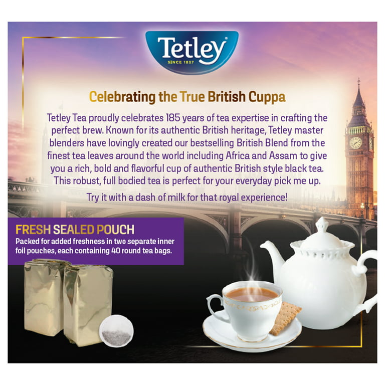 Tetley British Blend Premium Black Tea Bags, 80 Tea Bags 