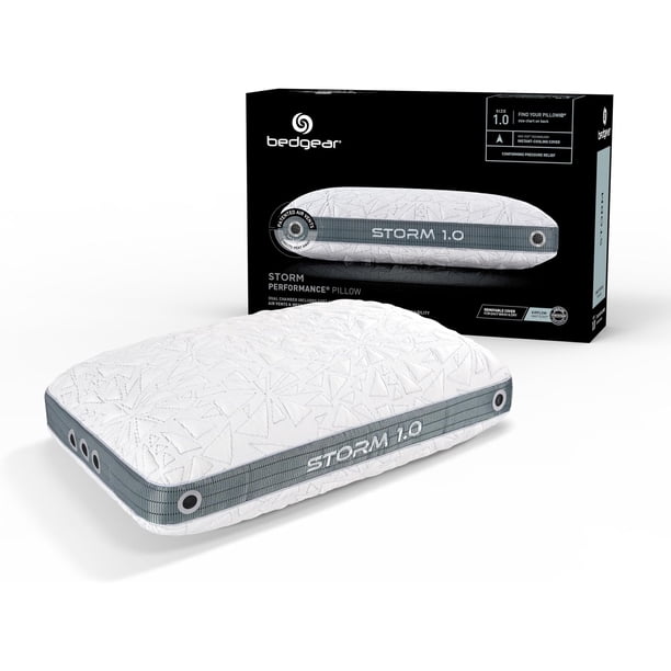 Bedgear Storm Performance Pillow - 1.0 - Almohada de cama refrescante para personas que duermen calientes - Almohada de firmeza media para todas las posiciones de sueño Funda lavable y extraíble - 20