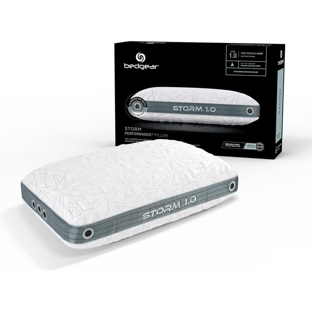 Bedgear Storm Performance Pillow - 1.0 - Almohada de cama refrescante para personas que duermen calientes - Almohada de firmeza media para todas las posiciones de sueño Funda lavable y extraíble - 20