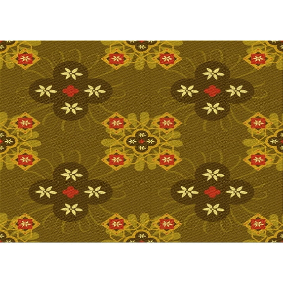 Ahgly Company Indoor Rectangle Patterned Blood Red Brown Area Rugs, 5' x 7'