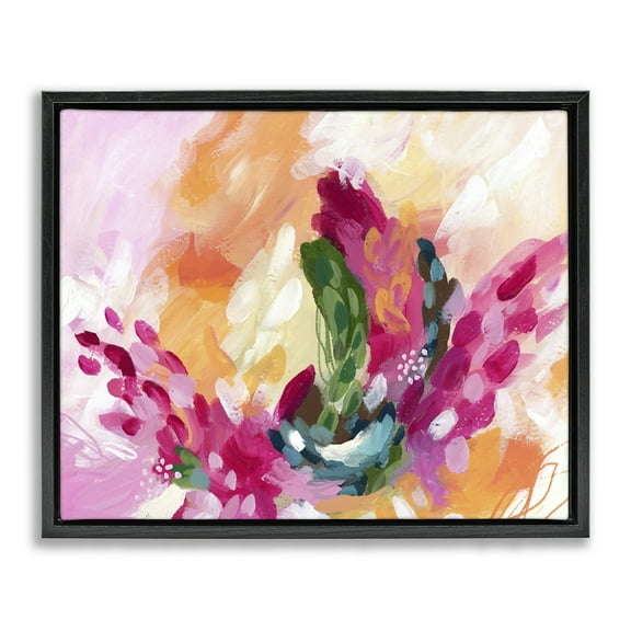 Stupell Industries Tropical Punch Abstraction Abstract Painting Black Floater Framed Canvas Art Print Wall Art, 21 x 17