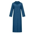 thumbnail image 6 of Feancey Women's Linen Maxi Dresses with Pockets 3/4 Sleeve Lapel Button Down Dress Casual Dressy Slit Long Dresses with Pockets,Blue,S, 6 of 6