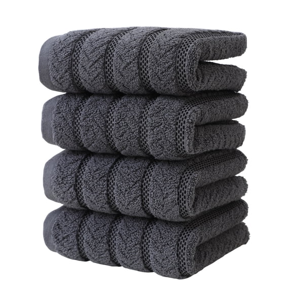 Lksixu 4 Pack Hand Towels Set, Cotton Striped Decorative Face Towels, 400 GSM Ultra Soft and Highly Absorbent Towels, Microfiber Bath Towels for Bathroom, Gym, Shower, Hotel and Spa, 13x30 Inch