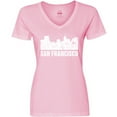 thumbnail image 3 of Inktastic San Francisco Skyline with Grunge Women's V-Neck T-Shirt, 3 of 5