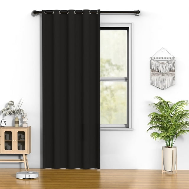 Cortinas Blackout de Panel Único 52 x 84 Pulgadas, Cortina Negra Aislada Térmicamente, Cortinas Que Reducen el Ruido y Oscurecen la Habitación para Recámara y Recámara Universitario, Protección de Pr