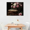 thumbnail image 2 of Nawypu  Pink Rose Flowers Picture Decor Wall Art Girls Bedroom Floral Black and White Canvas Print Ornament, 2 of 4