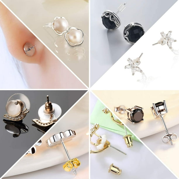 Hengyun1 Earring Backs 10 Styles Earring Back Clips Bullet Plastic 1200pcs