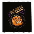 thumbnail image 3 of Ambesonne Halloween Shower Curtain, Scary Smiling Pumpkin Art, 69"Wx84"L, Charcoal Grey Orange, 3 of 5